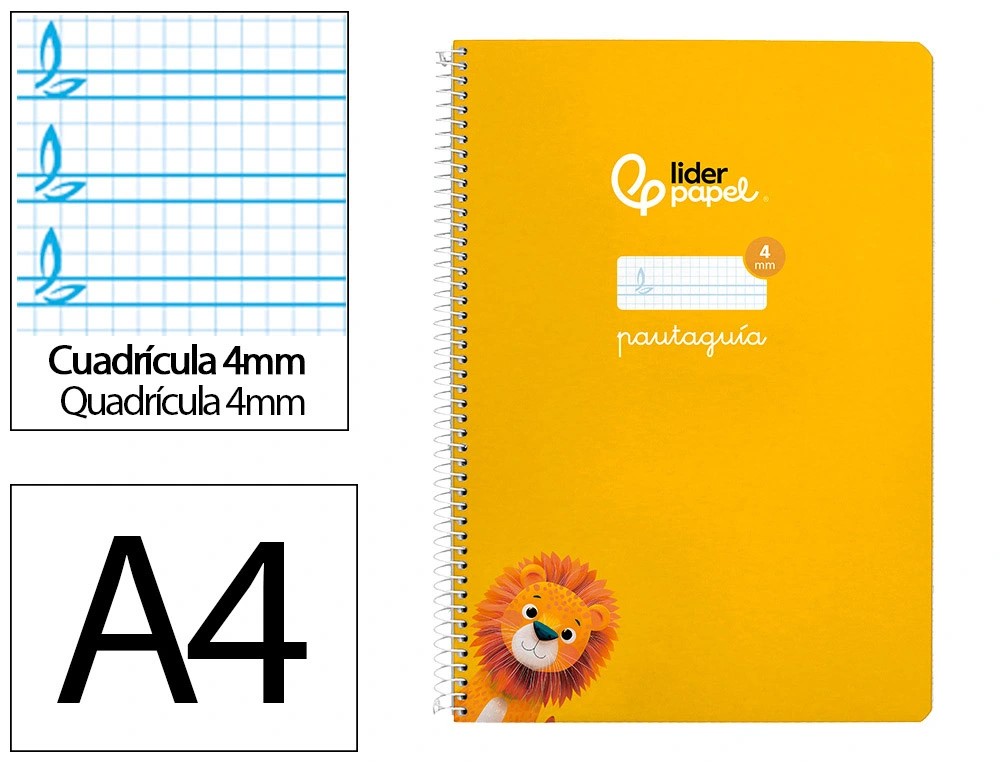 CUADERNO ESPIRAL A4 FOLIO PAUTAGUIA 4MM ***TAPA DURA AMARILLO*** 80 HOJAS PAEL 90GR
