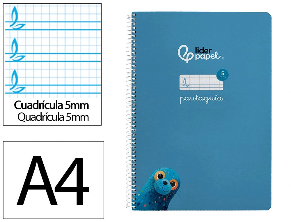 CUADERNO ESPIRAL A4 FOLIO PAUTAGUIA 5MM ***TAPA DURA AZUL*** 80 HOJAS PAEL 90GR