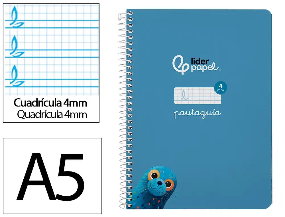 CUADERNO ESPIRAL A5 CUARTO PAUTAGUIA 4MM ***TAPA DURA AZUL*** 80 HOJAS PAEL 90GR