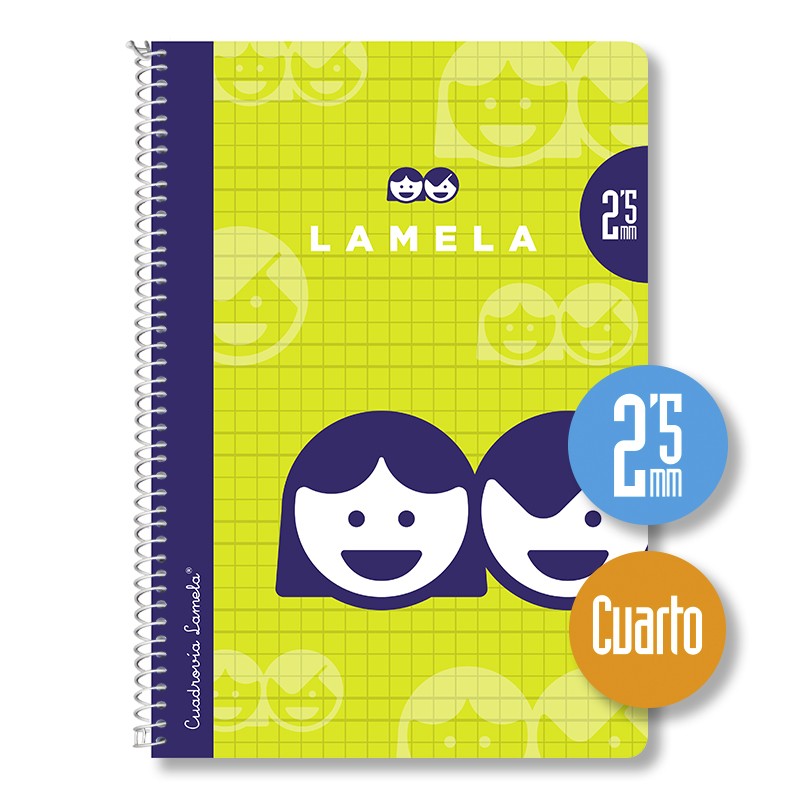 CUADERNO ESPIRAL CUARTO TAPA NORMAL LAMELA ***PAUTA GUIA DE 2.5MM*** 40 HOJAS REF: 07002