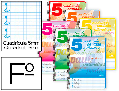 CUADERNO FOLIO ESPIRAL PAUTAGUIA ***TAPA DURA*** PAUTADO 5MM CON MARGEN LIDERPAPEL REF: 58588