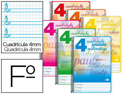 CUADERNO FOLIO LAMELA PAUTA 4MM LIDERPAPEL REF:51698