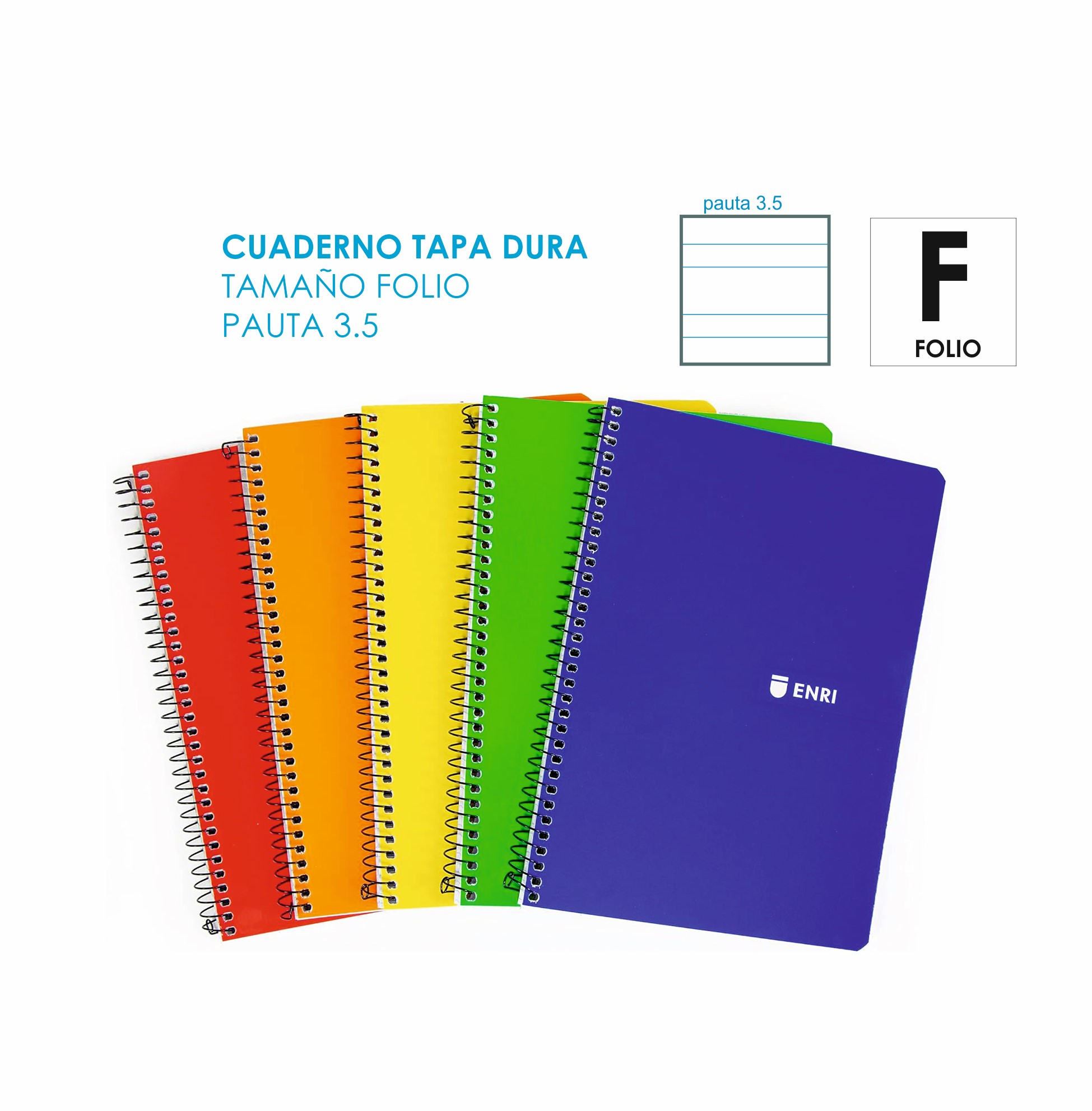 CUADERNO FOLIO TAPA DURA PAUTA 3.5MM ENRI REF: 2087