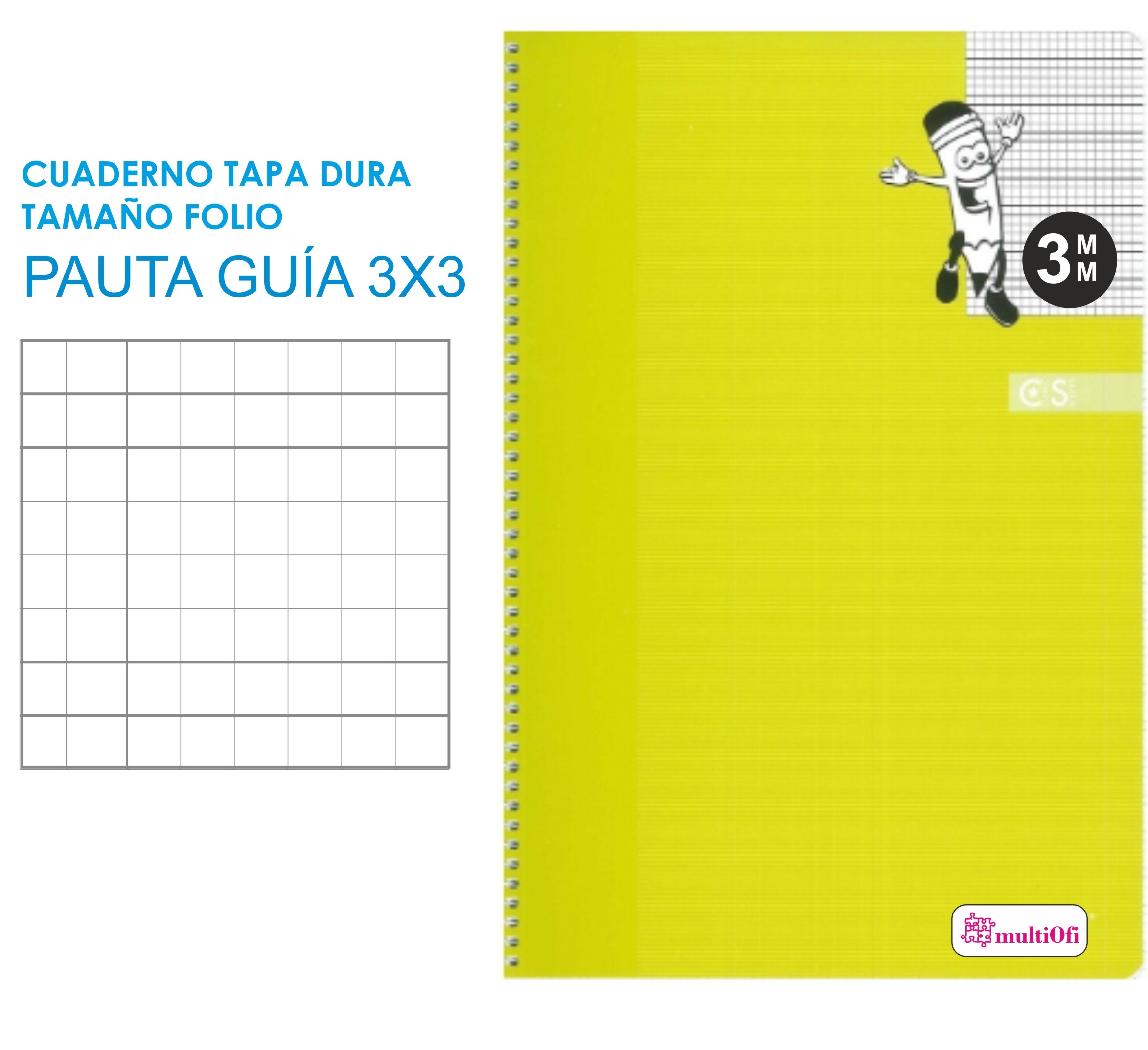 CUADERNTO FOLIO TAPA DURA 80 HOJAS PAPEL 70 GRAMOS ***PAUTA GUIA 3MM**