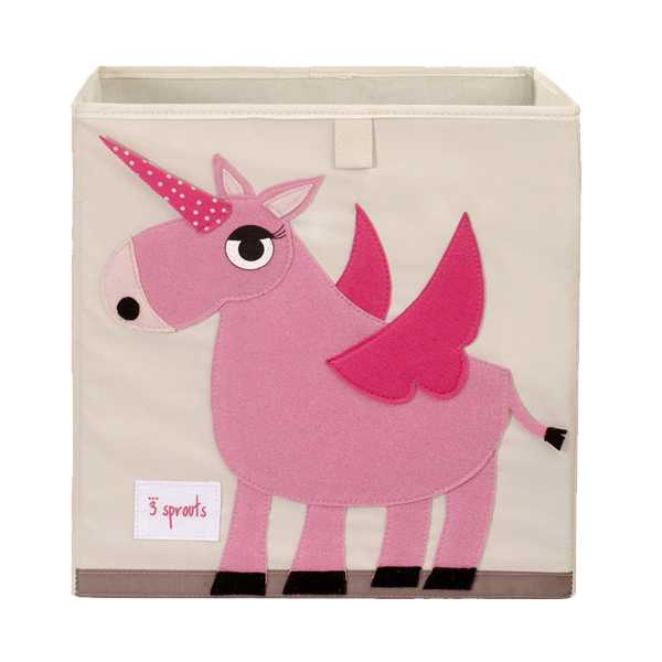 CUBO PARA JUGUETES  UNICORNIO DE 33X33CM REF: I- 38-3SBX6