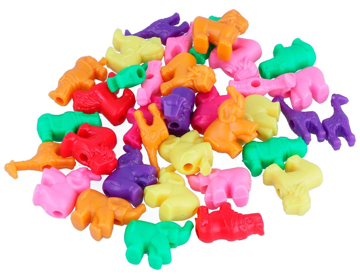 CUENTAS DE PLASTICO ***ANIMALES SURTIDOS*** COLORES SURTIDOS DE 21MM BOTE DE 120 UNIDADES