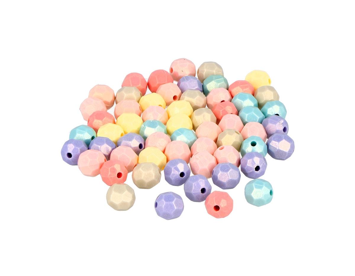 CUENTAS DE PLASTICO FACETADAS COLORES PASTEL DE 8MM BOTE DE 750 UNIDADES