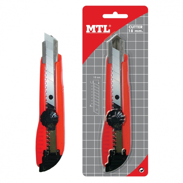 CUTTER DE PLASTICO CON ***GUIAS METALICAS*** 18 MM