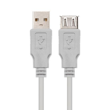 Cable Alargador USB 2.0 Nanocable 10.01.203/ USB Macho - USB Hembra/ 1.8m/ Beige