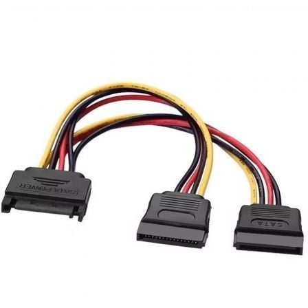 Cable Alimentación Aisens A131-0353/ SATA Macho - 2x SATA Hembra/ 20cm/ Negro