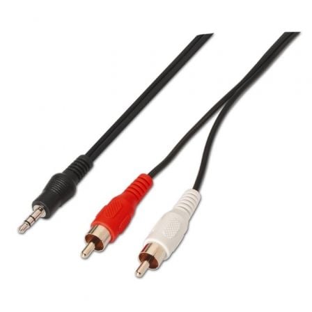 Cable Estéreo Aisens A128-0147/ Jack 3.5 Macho - 2x RCA Macho/ 1.5m/ Negro