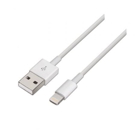 Cable Lightning Aisens A102-0035/ USB Macho - Lightning Macho/ 1m/ Blanco