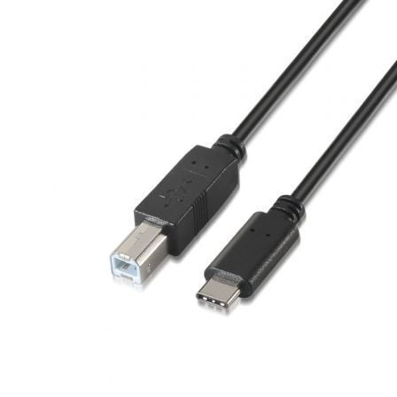 Cable USB 2.0  Impresora Aisens A107-0054/ USB Tipo-C Macho - USB Tipo-B Macho/ 2m/ Negro