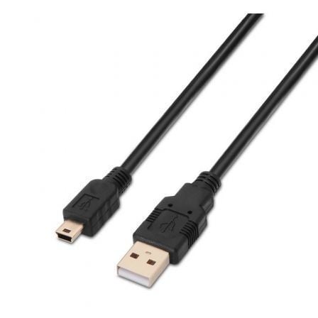 Cable USB 2.0 Aisens A101-0024/ USB Macho - USB Mini Macho/ 1m/ Negro