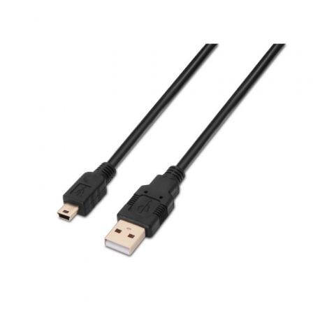 Cable USB 2.0 Aisens A101-0025/ USB Macho - USB Mini/ 1.8m/ Negro