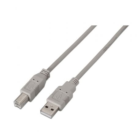 Cable USB 2.0 Impresora Aisens A101-0003/ USB Tipo-B Macho - USB Macho/ 3m/ Beige