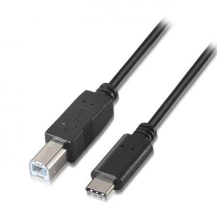 Cable USB 2.0 Impresora Aisens A107-0053/ USB Tipo-C Macho - USB Tipo-B Macho/ 1m/ Negro