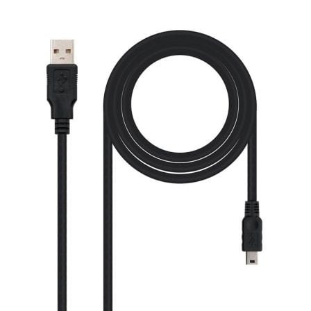 Cable USB 2.0 Nanocable 10.01.0403/ USB Macho - MiniUSB Macho/ 3m/ Negro