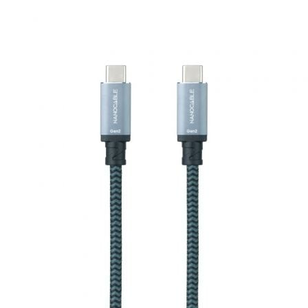 Cable USB 3.1 Nanocable 10.01.4101-L150-COMB/ USB Tipo-C Macho - USB Tipo-C Macho/ 1.5m/ Gris y Negr