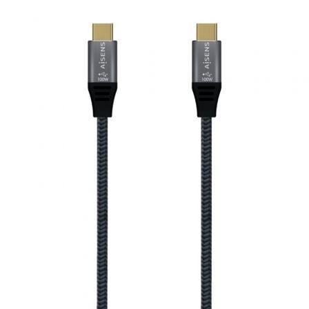 Cable USB 3.1 Tipo-C Aisens A107-0670 20GBPS 100W/ USB Tipo-C Macho - USB Tipo-C Macho/ 60cm/ Gris