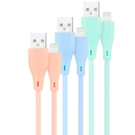 Cables USB 2.0 Lightning Nanocable 10.10.0401-A1/ USB Macho - Lightning Macho/ 1m/ 3 Unidades/ Rosa,