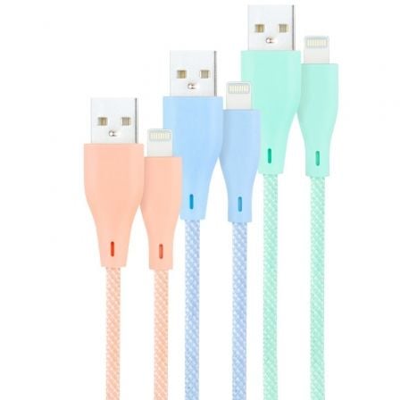 Cables USB 2.0 Lightning Nanocable 10.10.0401-CO1/ USB Macho - Lightning Macho/ 1m/ 3 Unidades/ Rosa