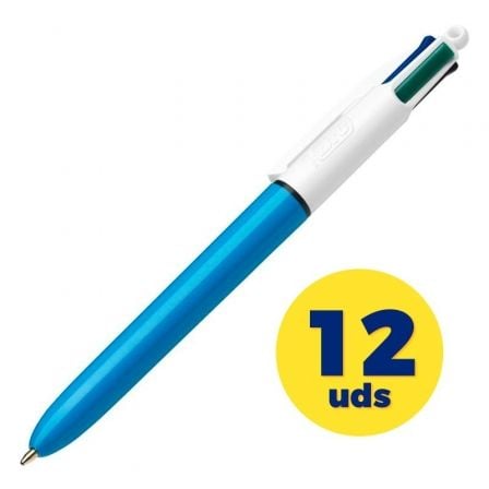 Caja de Bolígrafos de Tinta de Aceite Retráctil Bic Medium Original 889969/ 12 unidades/ 4 Colores d