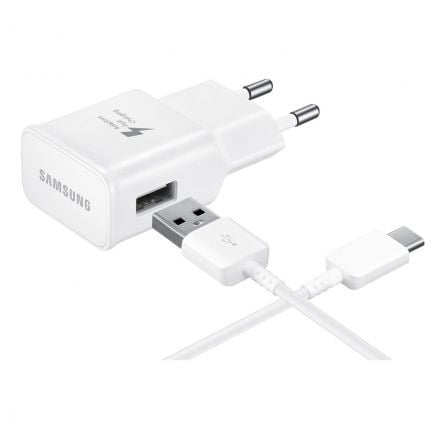 Cargador de Pared Samsung EP-TA20EWE/ 1xUSB + Cable USB Tipo-C/ 2A