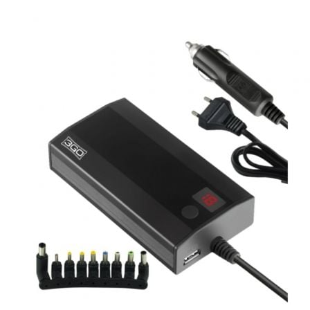 Cargador de Portátil 3GO Alim90C2/ 90W/ Manual/ 9 Conectores/ Voltaje 12-20V/ 1 USB/ con Adaptador p