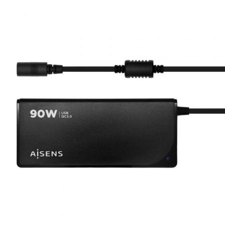 Cargador de Portátil Aisens ASLC-90WAUTO-BK/ 90W/ Automático/ 12 Conectores/ Voltaje 15-20V/ 1 USB Q