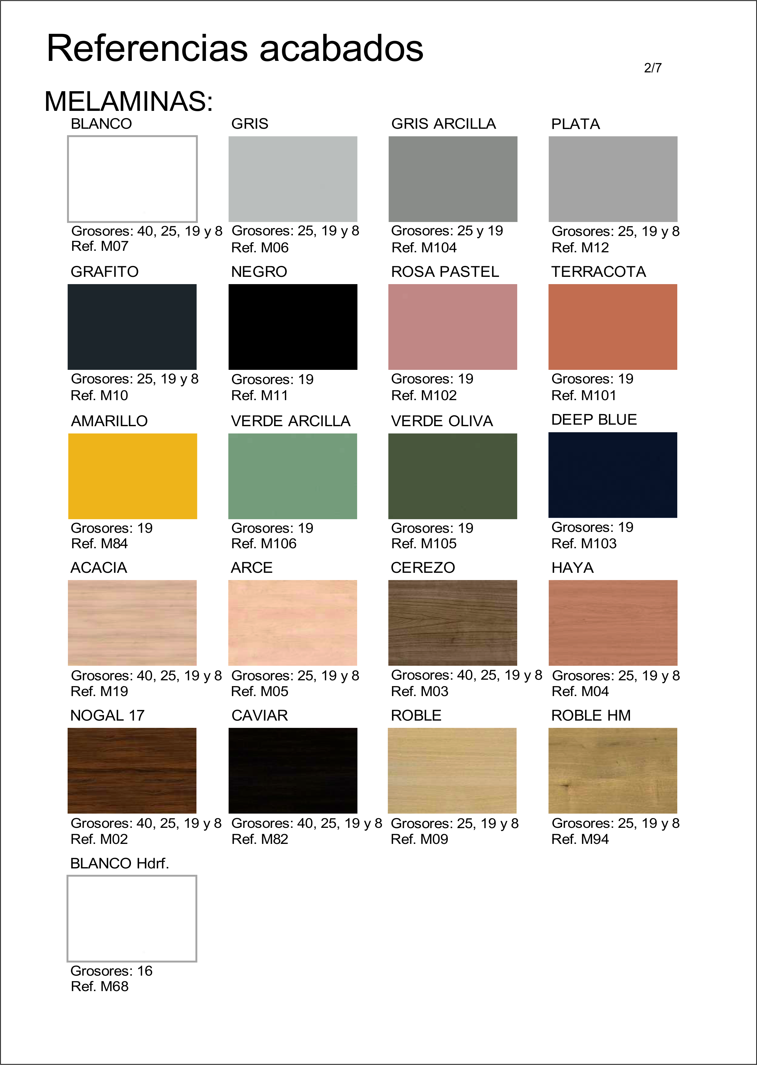 ***Carta Muestra colores terminación madera melanima dm***