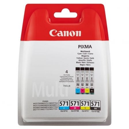 Cartucho de Tinta Original Canon CLI-571 Multipack/ Cian/ Magenta/ Amarillo/ Negro