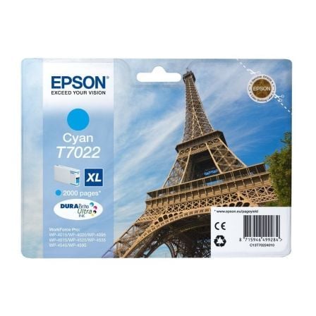 Cartucho de Tinta Original Epson T7022 XL Alta Capacidad/ Cian