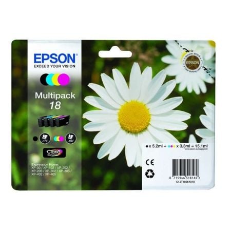 Cartucho de Tinta Original Epson nº18 Multipack/ Negro/ Cian/ Amarillo/ Magenta