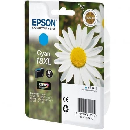 Cartucho de Tinta Original Epson nº18 XL Alta Capacidad/ Cian