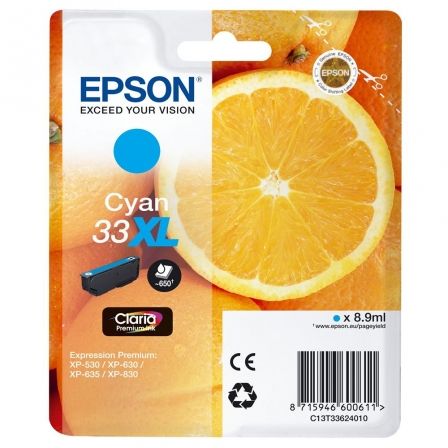 Cartucho de Tinta Original Epson nº33 XL Alta Capacidad/ Cian