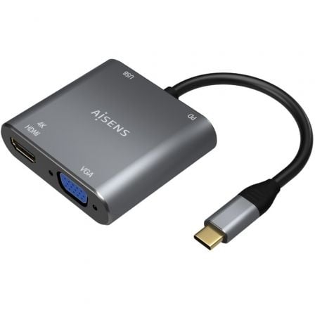 Conversor Aisens A109-0626/ HDMI Hembra - VGA Hembra - USB Tipo-C Macho - USB Hembra - USB Tipo-C He