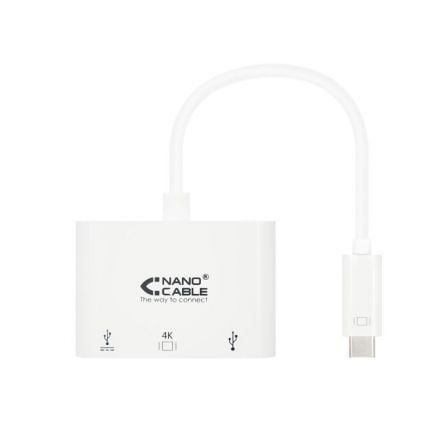 Conversor Nanocable 10.16.4302/ USB Tipo-C Macho - HDMI Hembra/ USB Tipo-C Hembra/ USB Hembra/ 15cm/