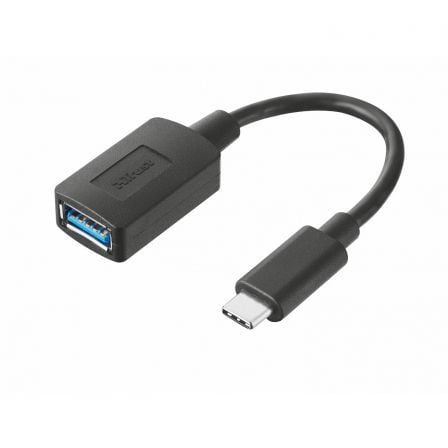 Conversor Trust 20967/ USB Tipo-C Macho - USB Hembra/ 9cm/ Negro