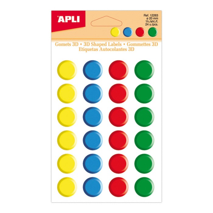 **DESCATALOGADO** GOMETS 3D CIRCULO 20 MM COLORES SURTIDOS REF. 12263