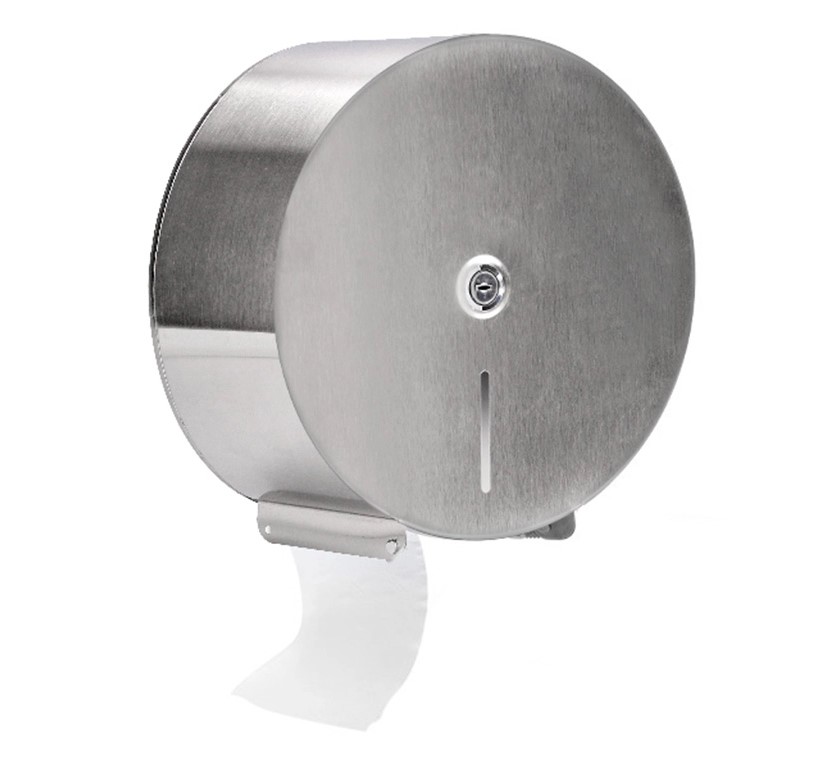 DISPENSADOR PAPEL HIGIENICO INDUSTRIAL ***METALICO ACERO INOXIDABLE*** 115X254X265MM