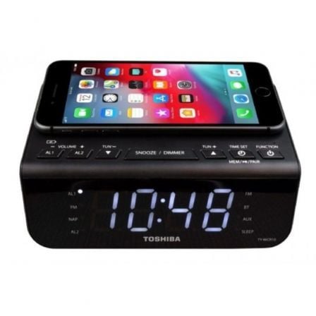 Despertador Toshiba TY-WCR10/ Radio FM/ Puerto de Carga USB/ Base de Carga Inalámbrica