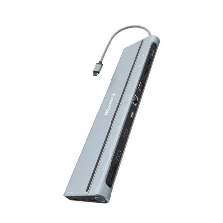 Docking USB Tipo-C Canyon CNS-HDS90/ 1xVGA/ 2xHDMI/ 1xDisplayport/ 3xUSB/ 1xRJ45/ 1xAudio/ 1xUSB Tip