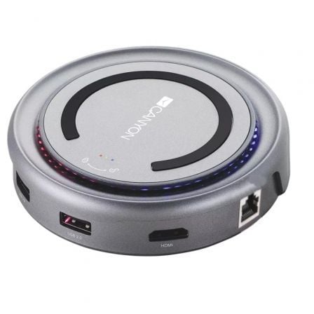 Docking USB Tipo-C con Cargador Qi Canyon CNS-TDS07DG/ 2xUSB/ 1xUSB Tipo-C/ 1xUSB Tipo-C PD/ 1xHDMI/