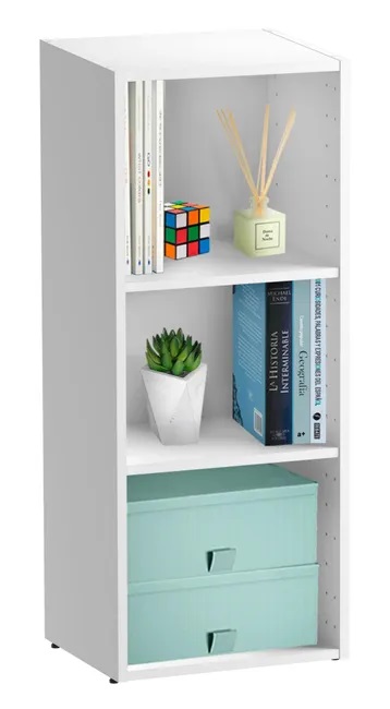 ESTANTERIA LIBRERIA MEDIA DE 100X40X30CM BLANCO CON 2 ESTANTES REF: 568653