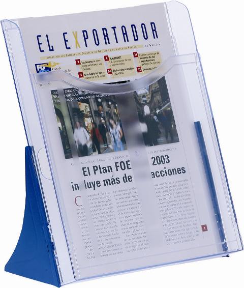 EXPOSITOR VERTICAL AZUL TRANSPARENTE FORMATO A4 135X243X288MM 6101