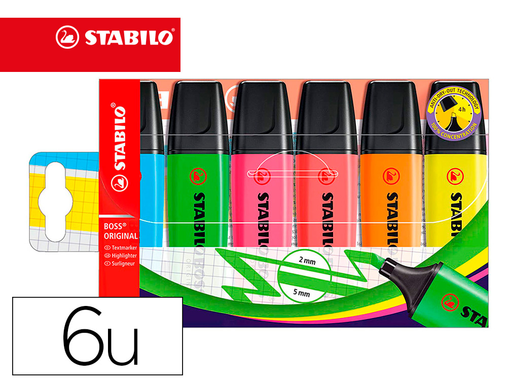 FLUORESCENTEDS STABILO BOSS ***ESTUCHE 6 COLORES*** 70/6