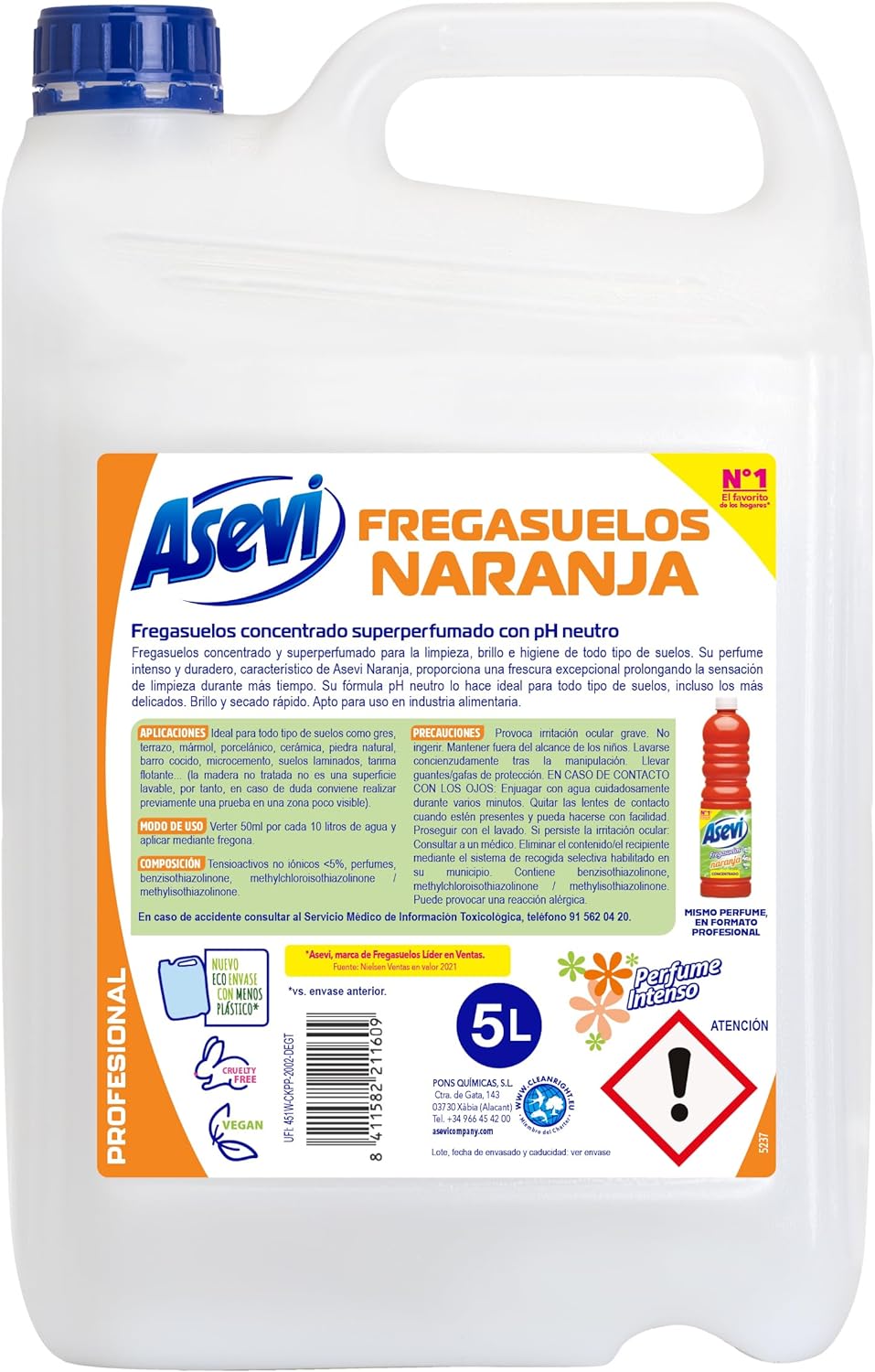 FREGASUELOS PROFESIONAL MIO ***NARANJA*** ASEVI 5 LITROS