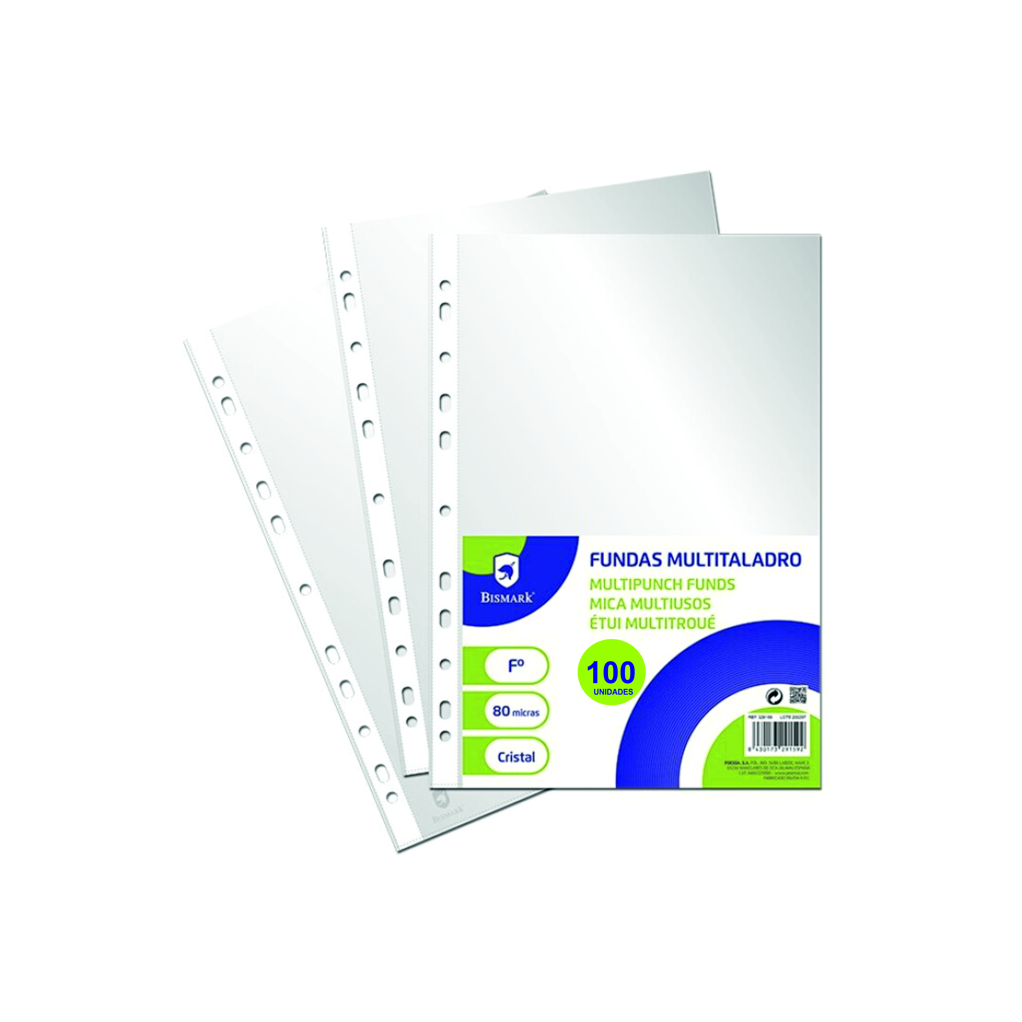 FUNDA PLASTICO 16 TALADROS FOLIO MULTIOFI CAJA 100 UNIDADES REF: 332765
