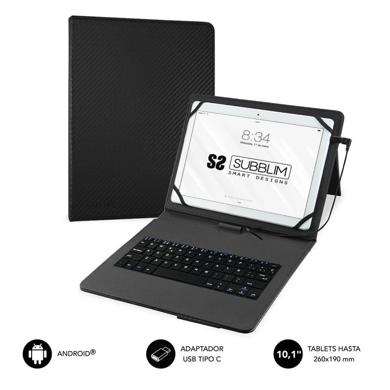 FUNDA TABLET CON TECLADO APPROX COMPATIBLE CON ANDROID O WINDOWS DE 10.1" CONECTOR MICRO USB REF. AAP-FUNDA TECLADO 10.1